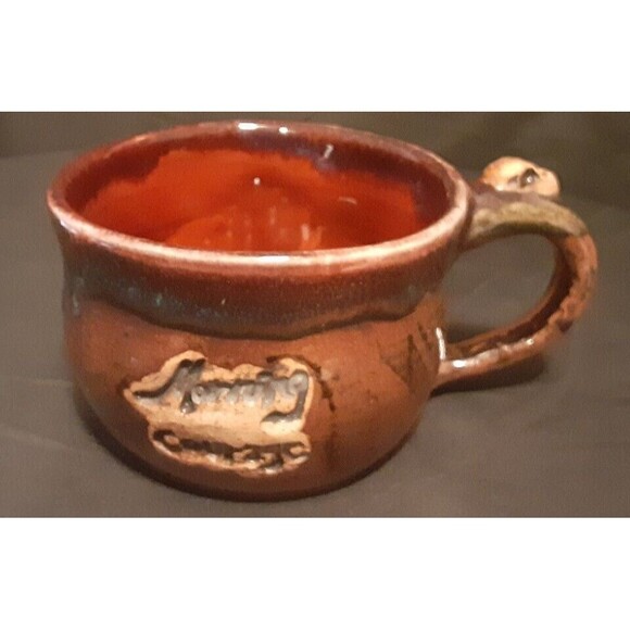 Skull "Morning Courage" Strong Medicine Coffee Mug Handmade Studio Pottery 16 oz - Picture 2 of 11